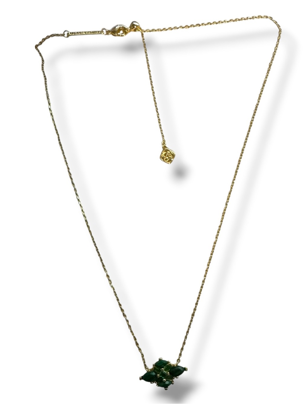 Kendra Scott Gold Chain Necklace with Green Cluster Pendant